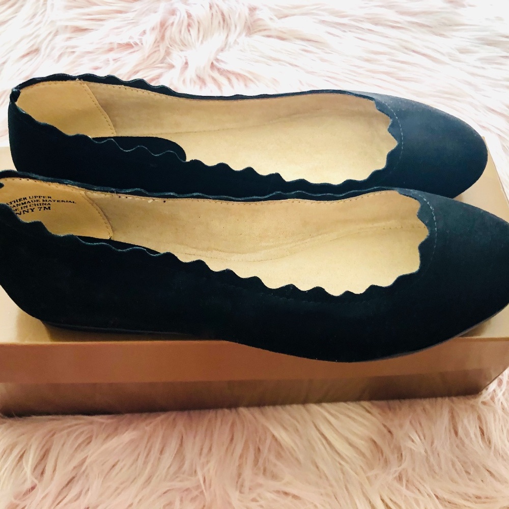 Audrey Brooke Black Suede Flat